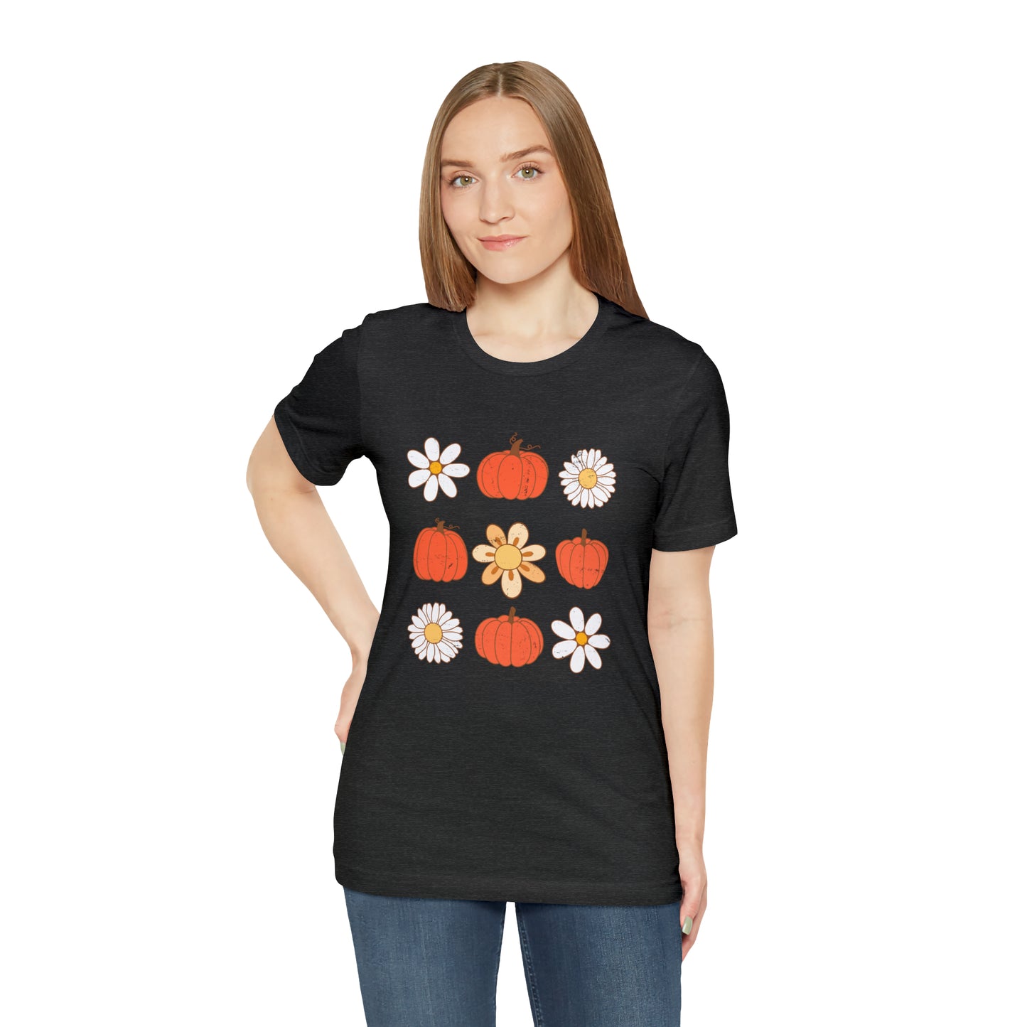 Pumpkins & Flowers Retro Unisex Jersey Short Sleeve Tee