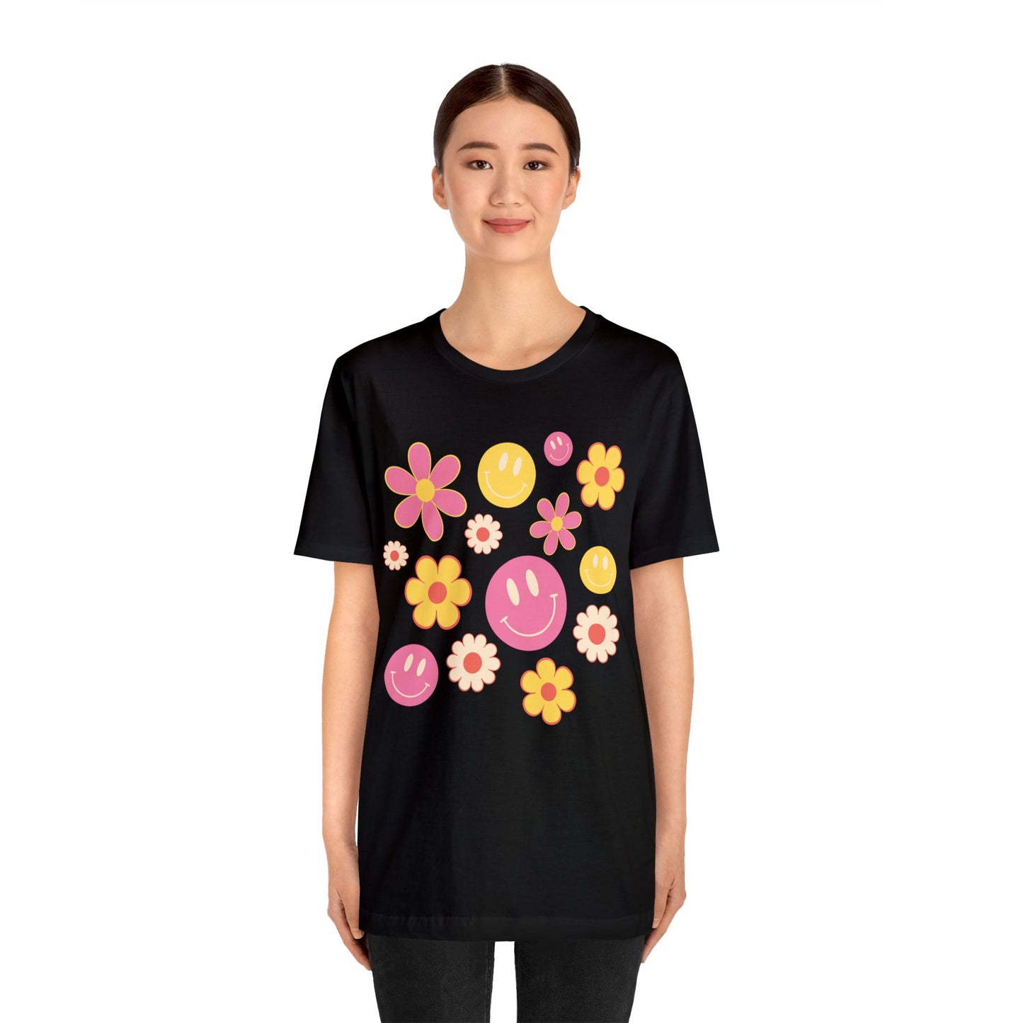 Spring Smiles & Flowers Unisex Jersey Short Sleeve Tee