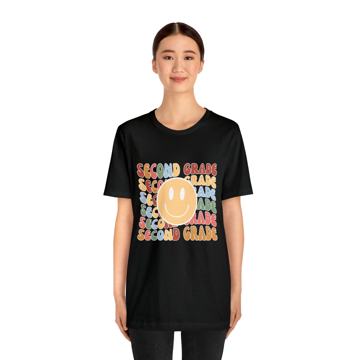 Second Grade Smiley Retro Print Unisex Jersey Short Sleeve Tee