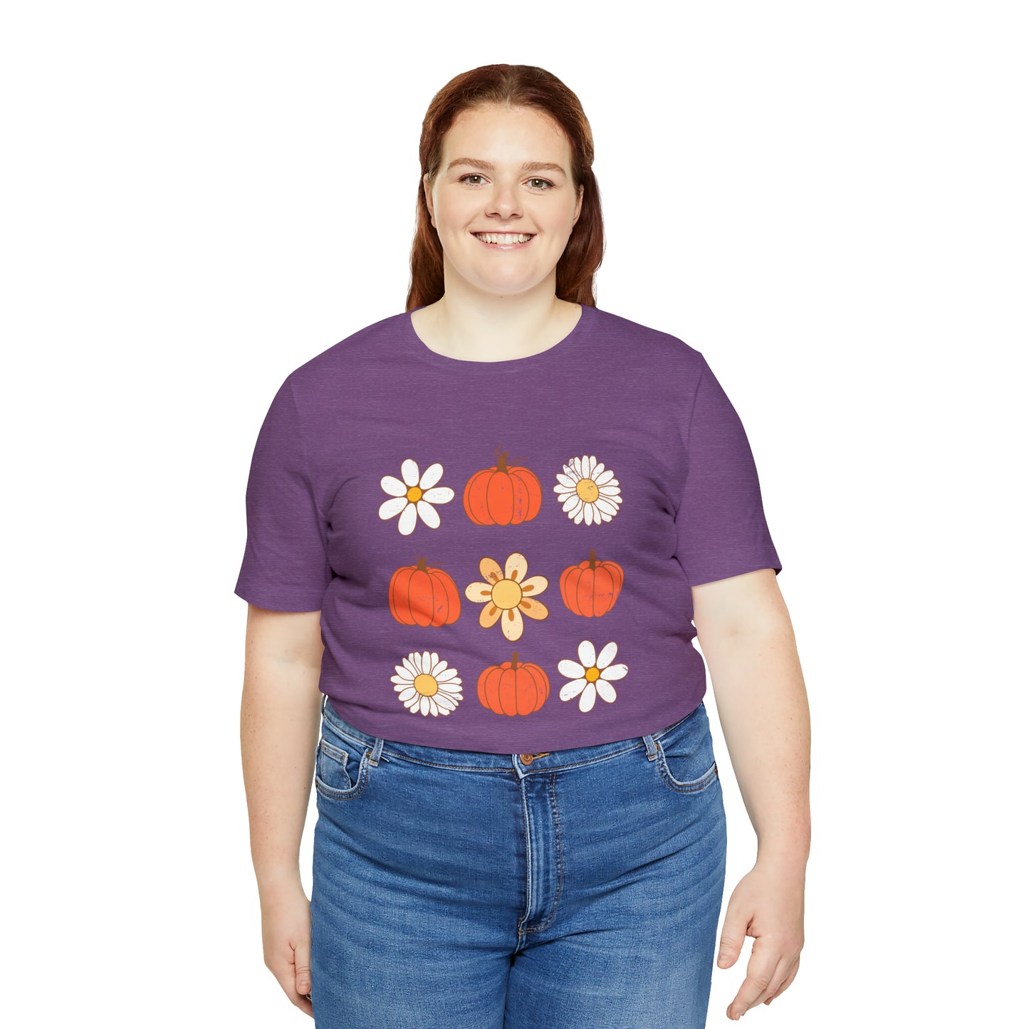 Pumpkins & Flowers Retro Unisex Jersey Short Sleeve Tee