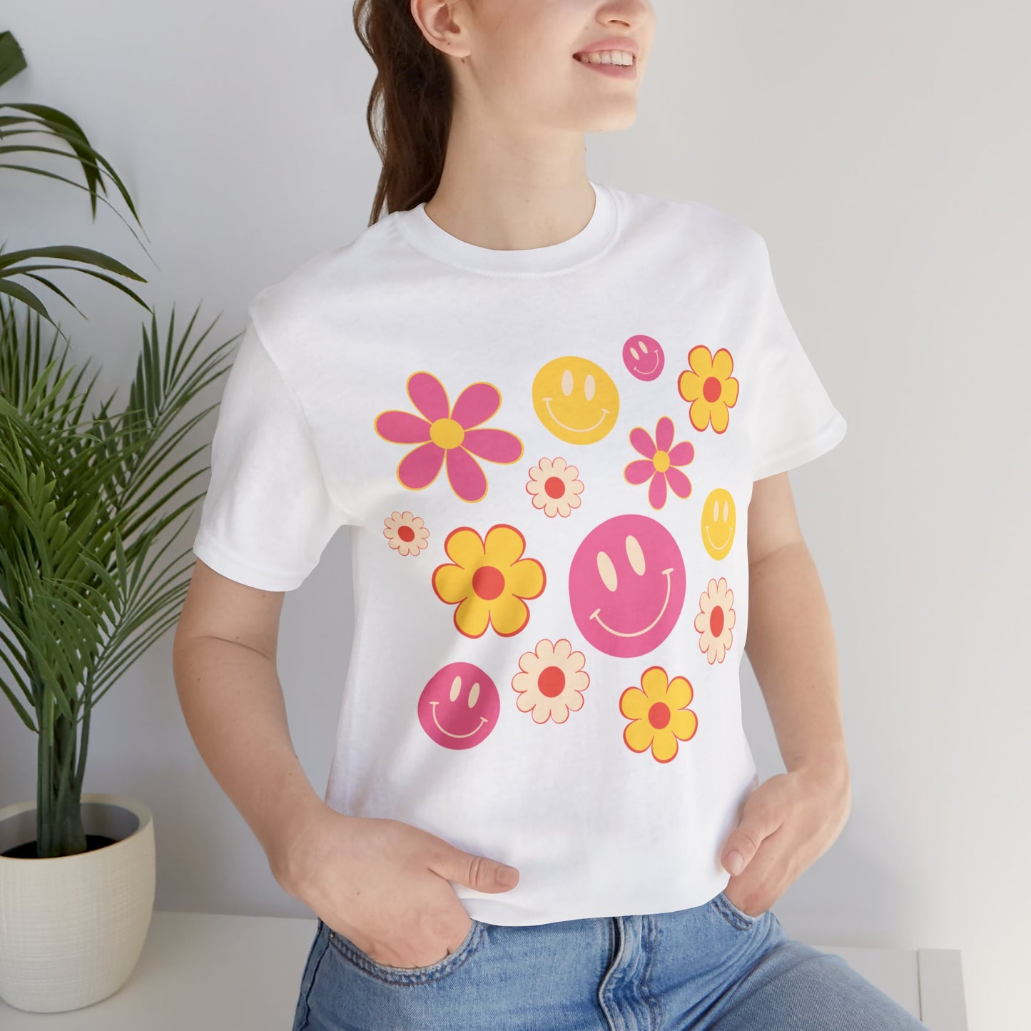 Spring Smiles & Flowers Unisex Jersey Short Sleeve Tee