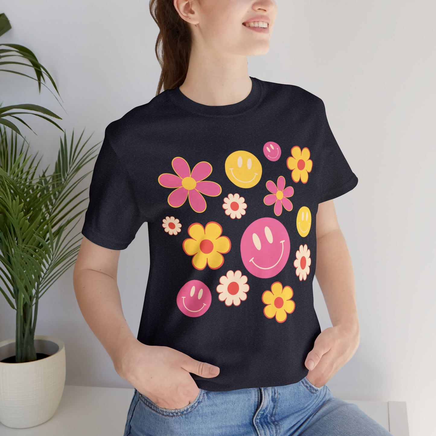 Spring Smiles & Flowers Unisex Jersey Short Sleeve Tee