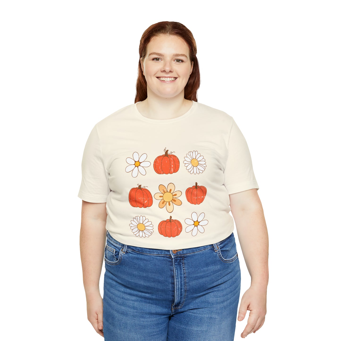 Pumpkins & Flowers Retro Unisex Jersey Short Sleeve Tee