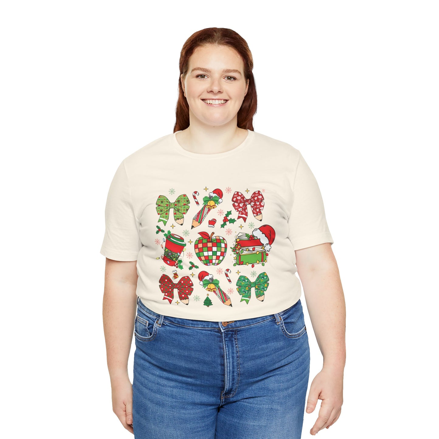 Festive Christmas Short Sleeve Tee - Holiday Cheer Design