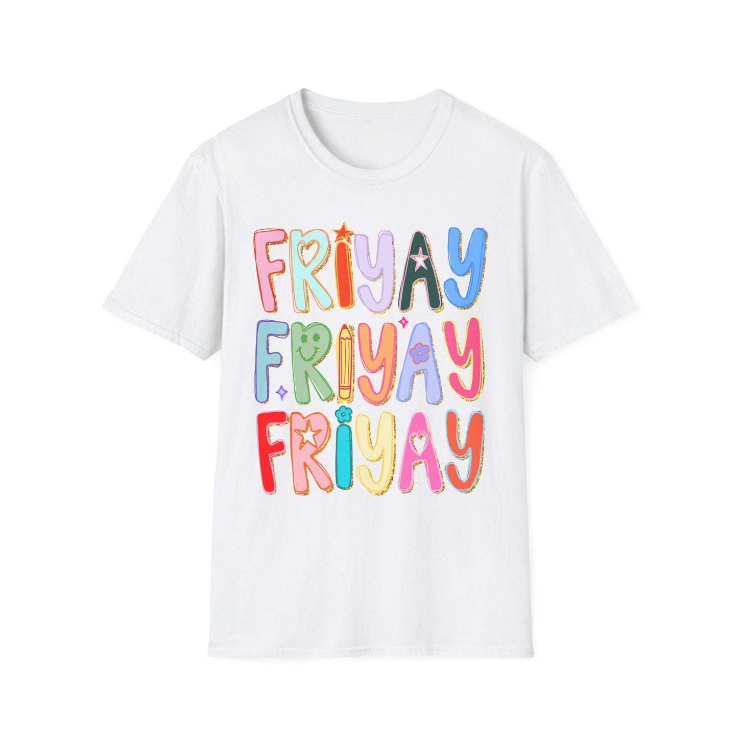 Friyay Colorful Preppy Teacher Tee -  Fun Friday