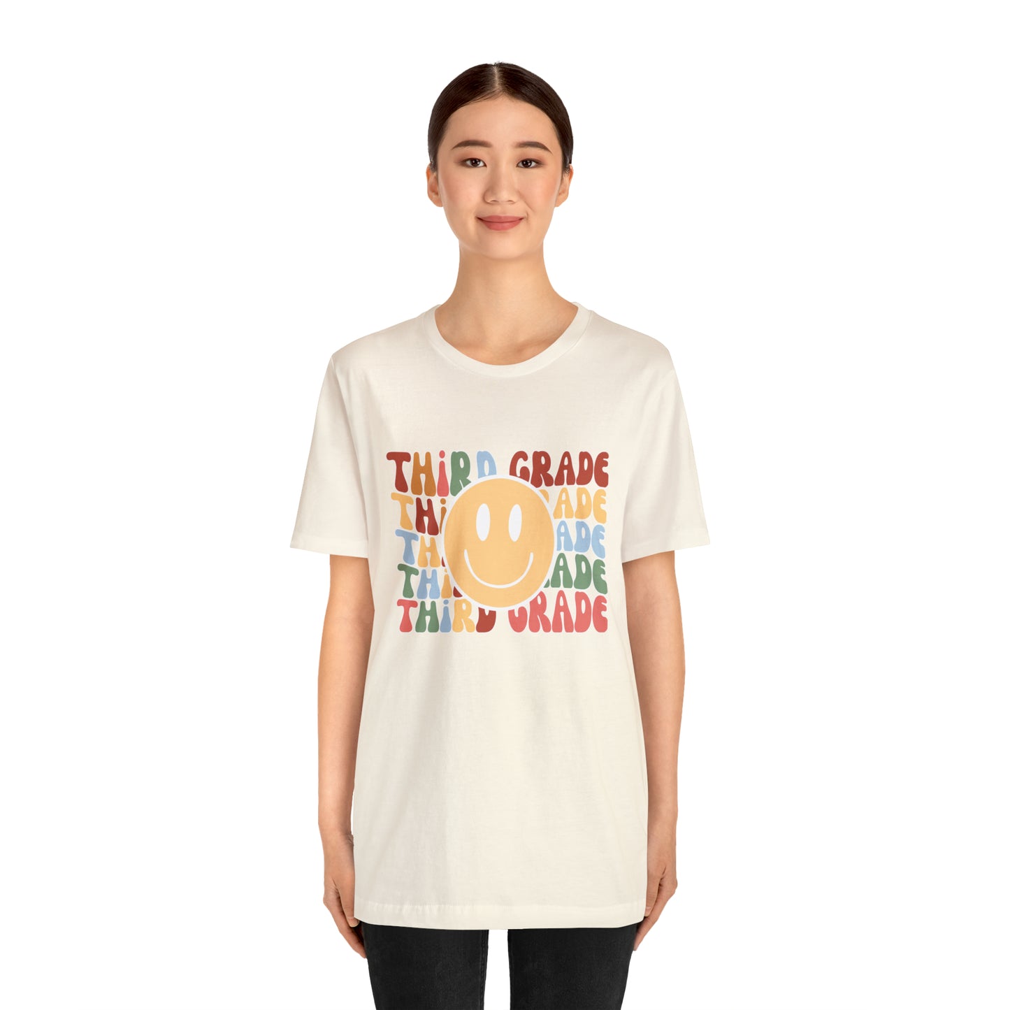 Third Grade Smiley Retro Print Unisex Jersey Short Sleeve Tee