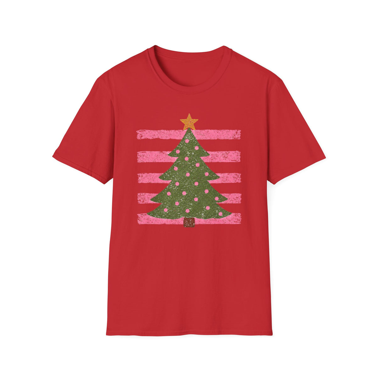 Christmas Tree Tee Pink Stripes Holiday T-Shirt