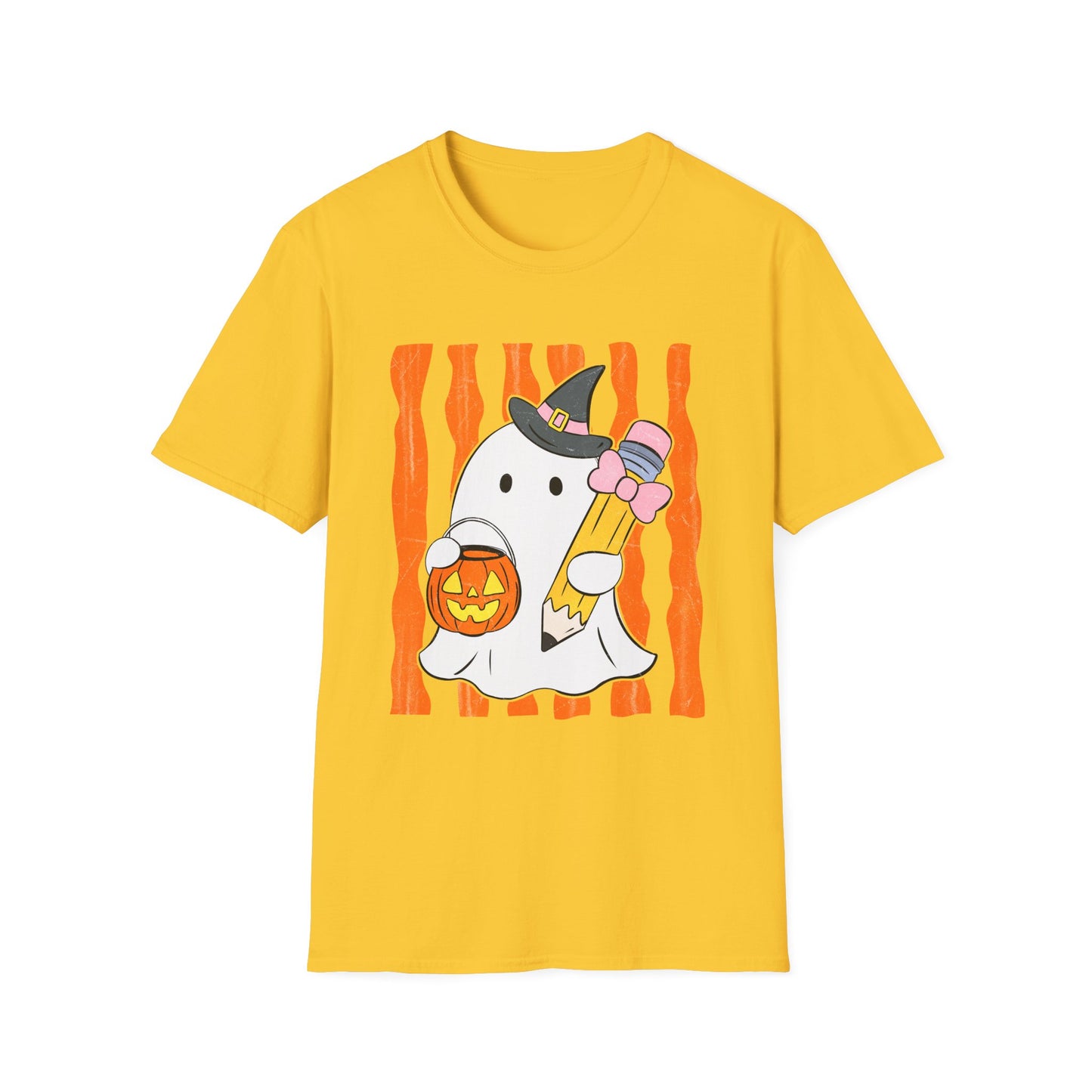 Halloween Cute Ghost Pencil Jack-o-lantern Graphic Tee