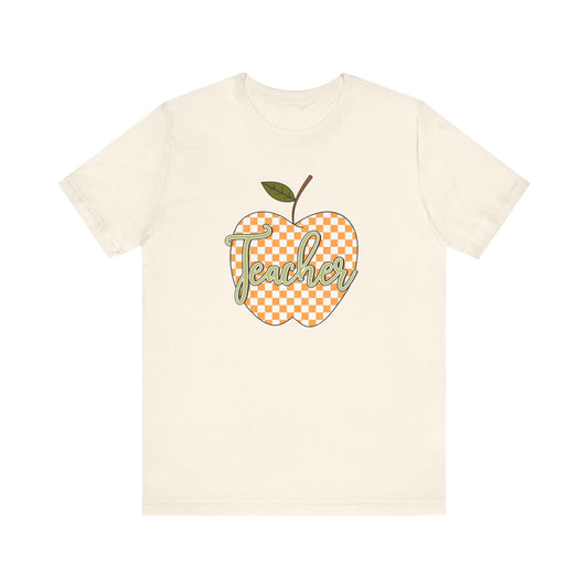 Teacher Orange Checkered Apple