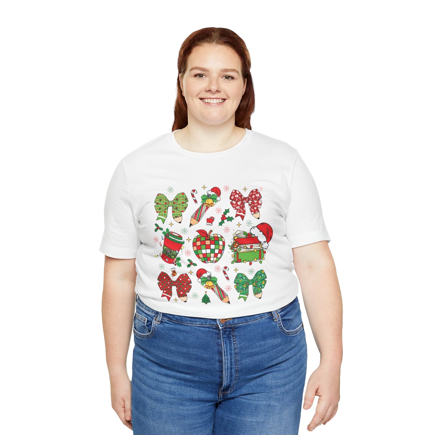 Festive Christmas Short Sleeve Tee - Holiday Cheer Design