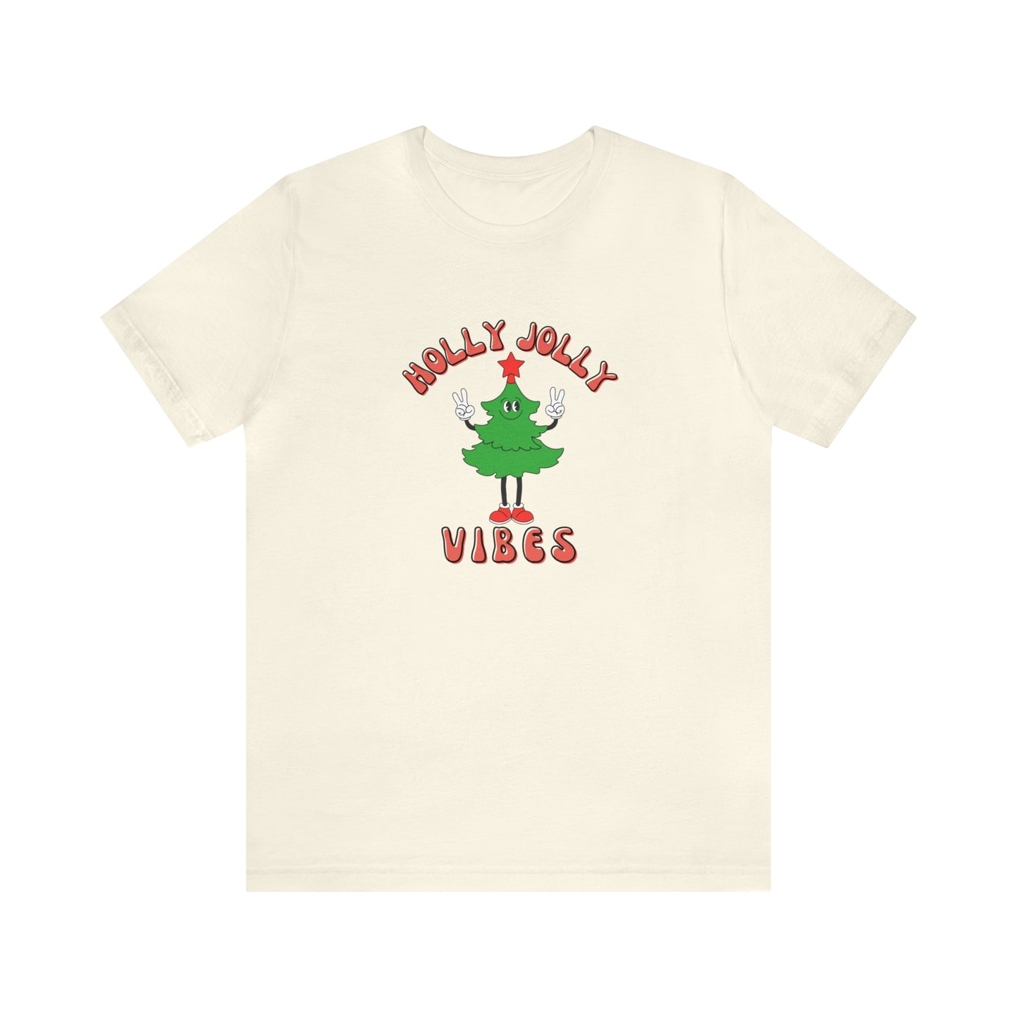 Holly Jolly Vibes Retro Tree Unisex Jersey Short Sleeve Tee