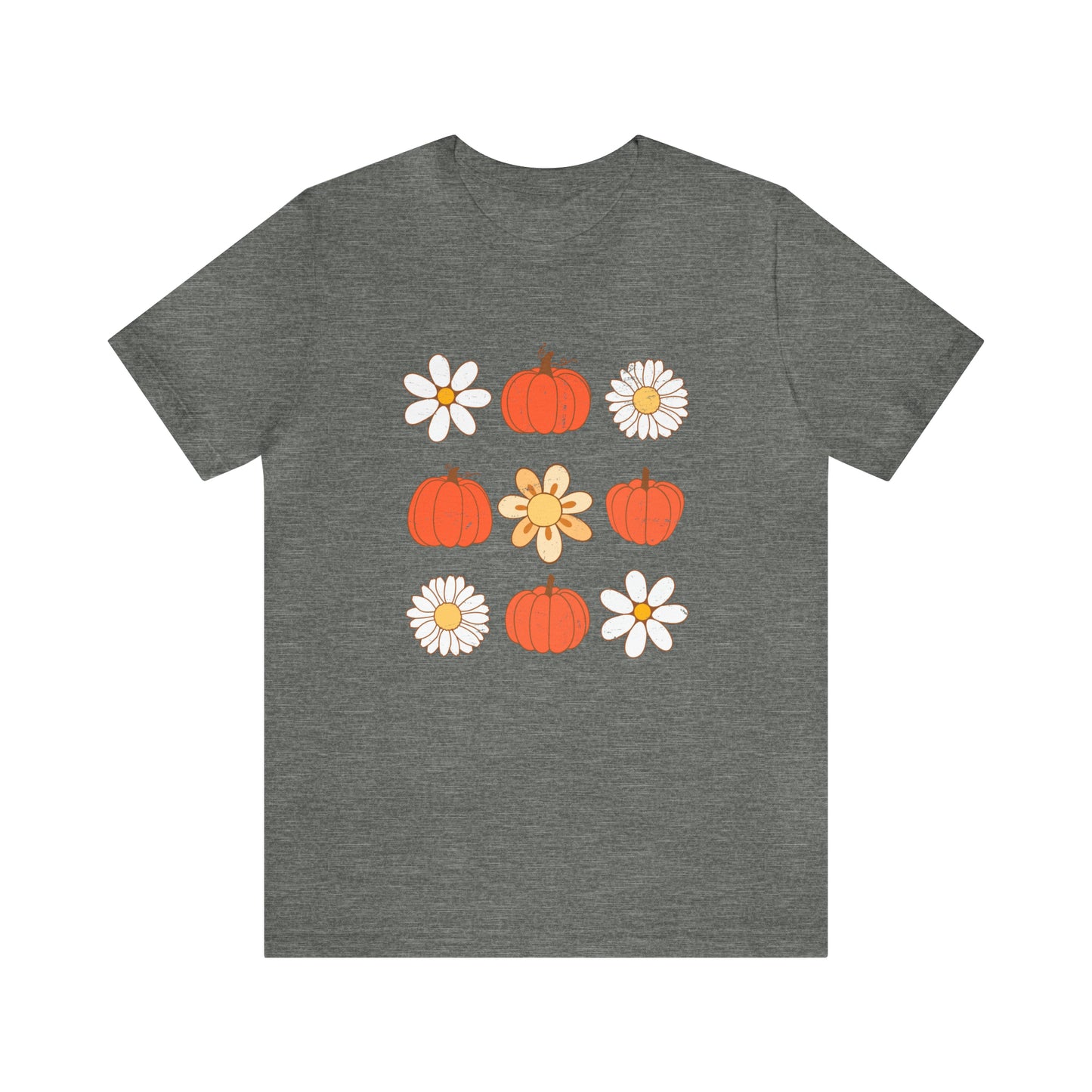 Pumpkins & Flowers Retro Unisex Jersey Short Sleeve Tee