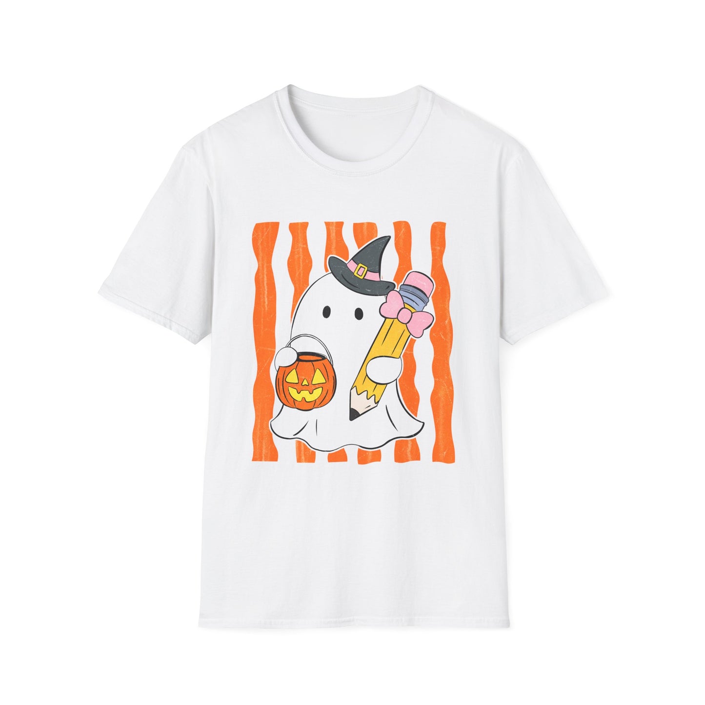 Halloween Cute Ghost Pencil Jack-o-lantern Graphic Tee