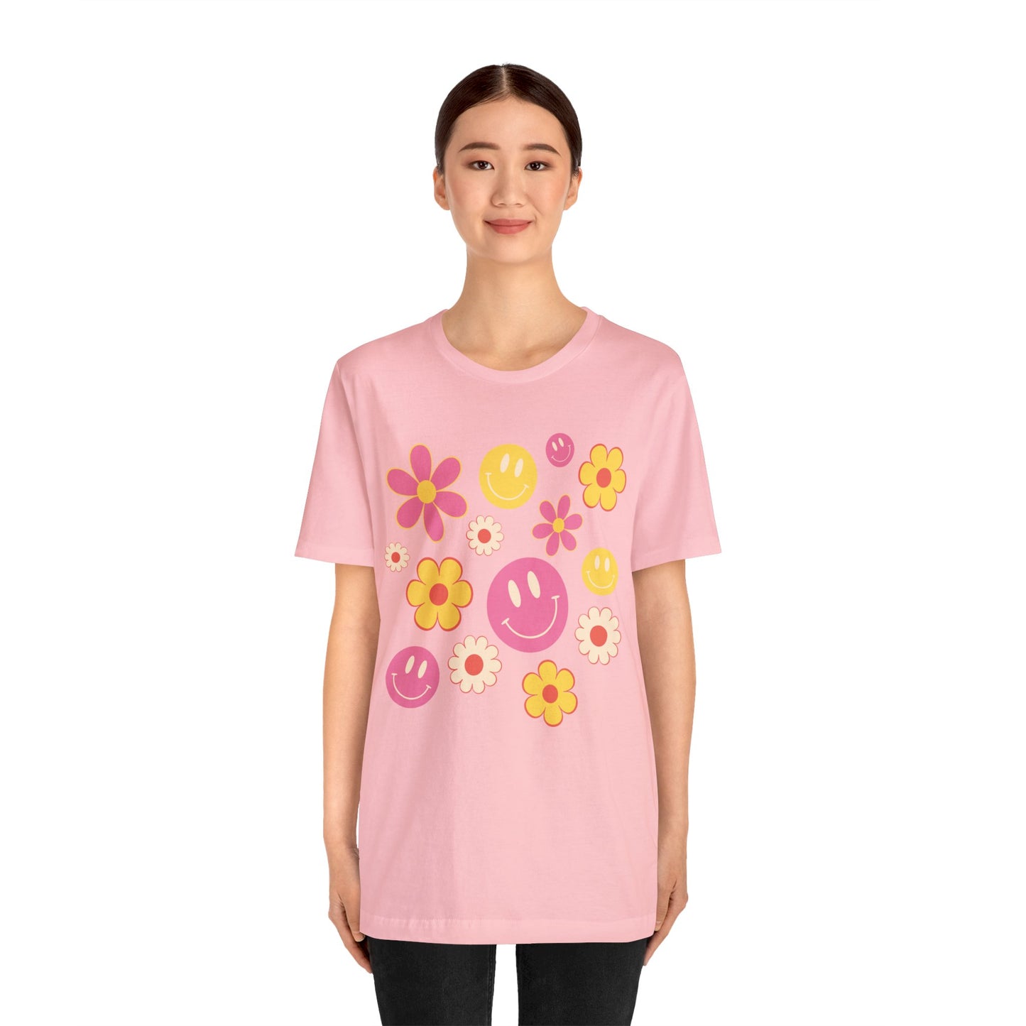 Spring Smiles & Flowers Unisex Jersey Short Sleeve Tee