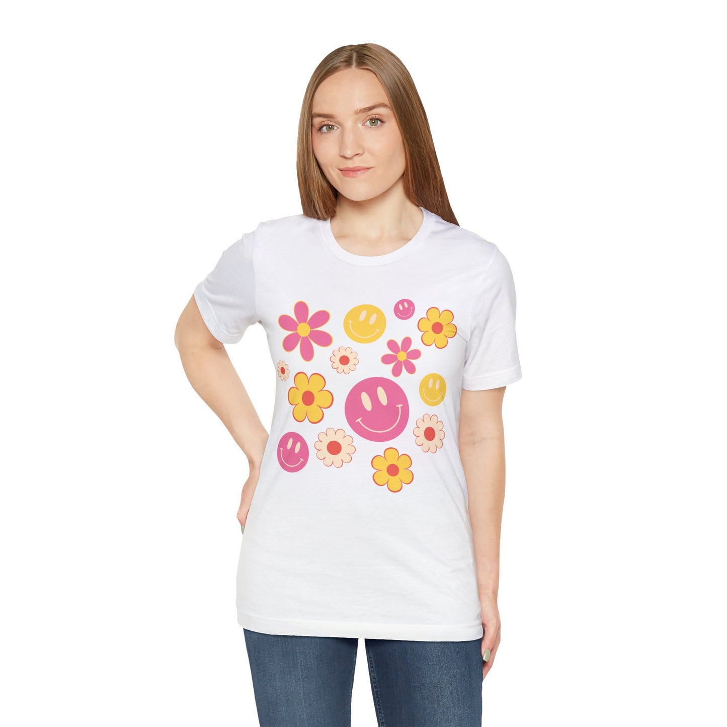 Spring Smiles & Flowers Unisex Jersey Short Sleeve Tee