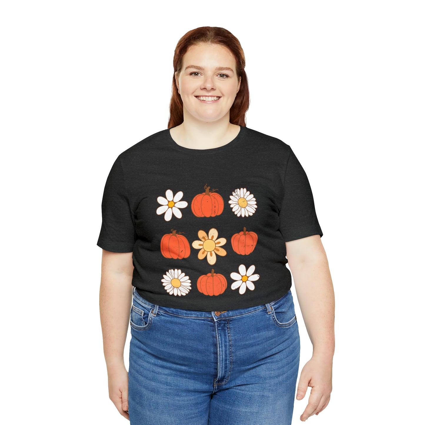 Pumpkins & Flowers Retro Unisex Jersey Short Sleeve Tee