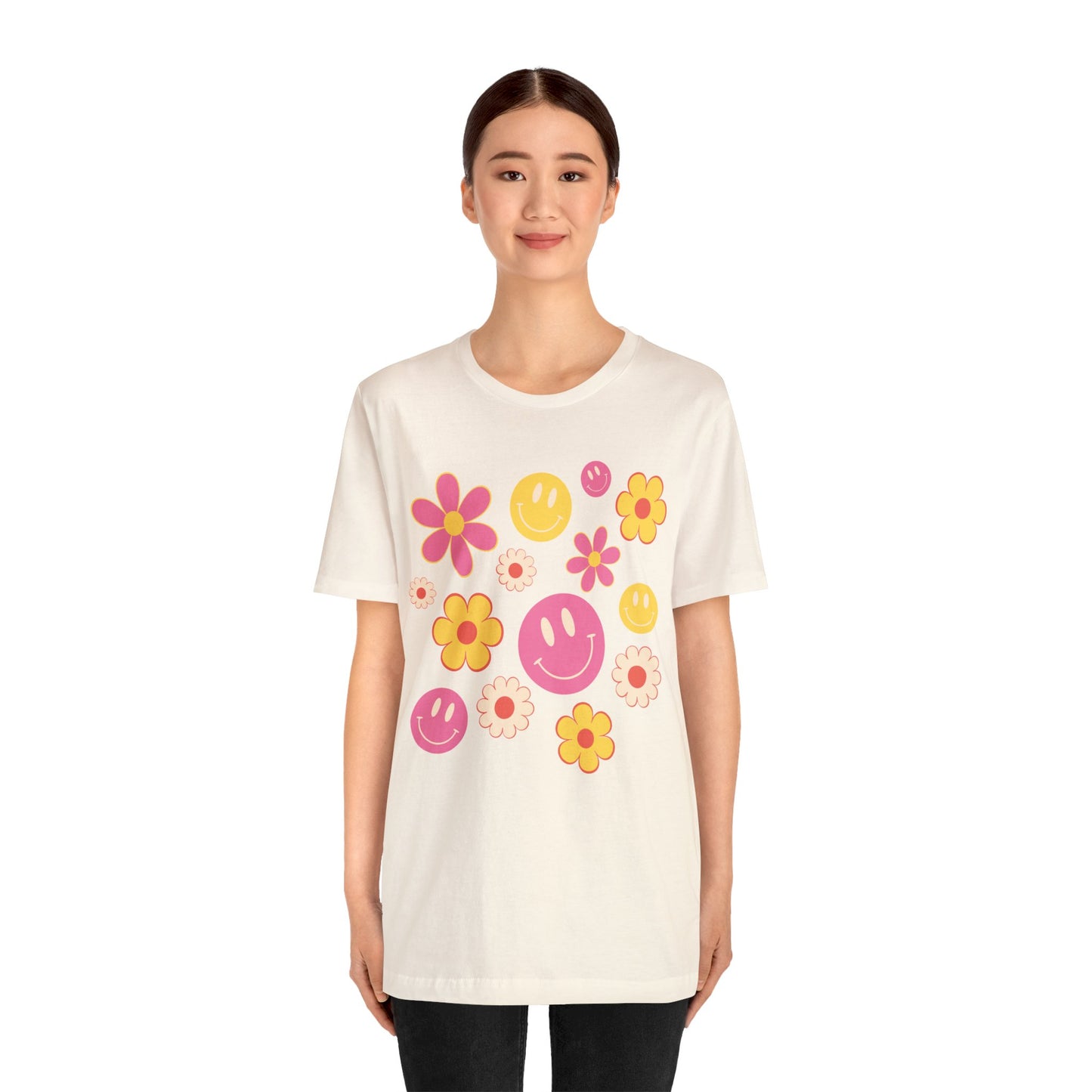 Spring Smiles & Flowers Unisex Jersey Short Sleeve Tee