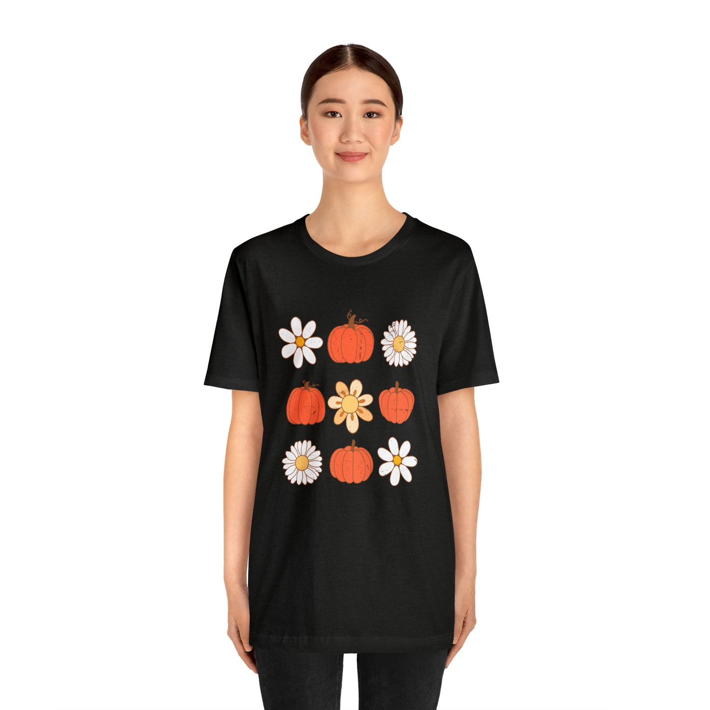 Pumpkins & Flowers Retro Unisex Jersey Short Sleeve Tee