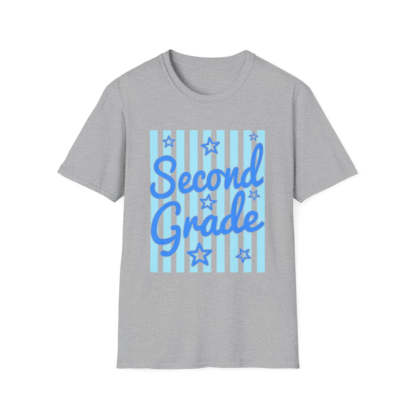 Second Grade Striped Stars Teacher Tee