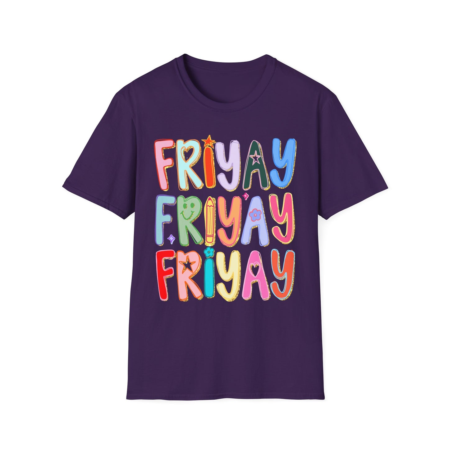 Friyay Colorful Preppy Teacher Tee -  Fun Friday