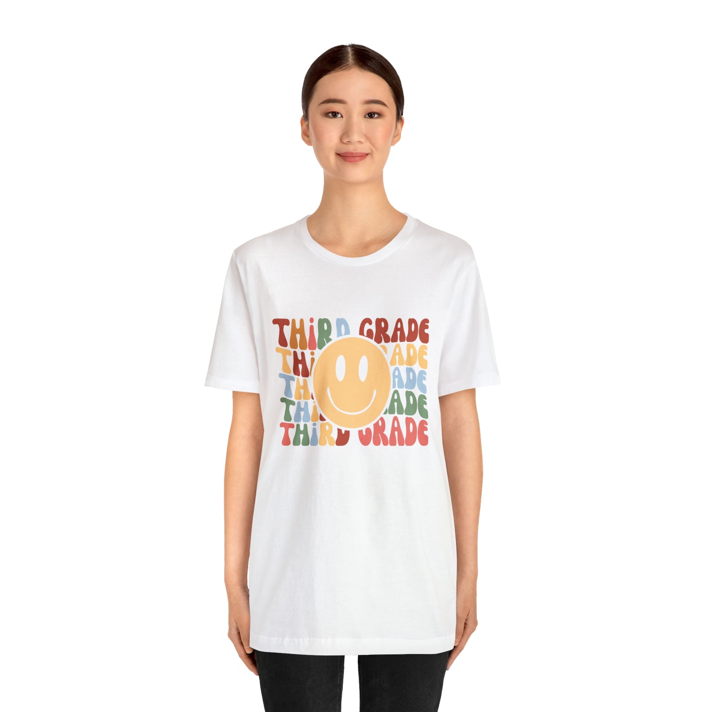 Third Grade Smiley Retro Print Unisex Jersey Short Sleeve Tee
