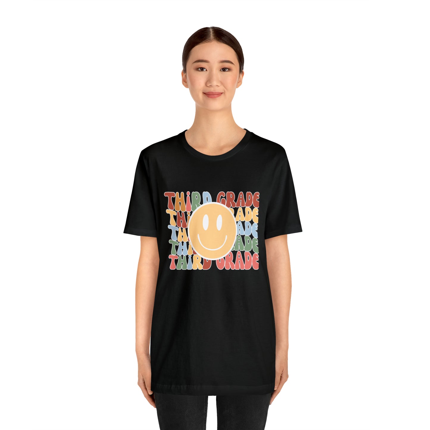 Third Grade Smiley Retro Print Unisex Jersey Short Sleeve Tee