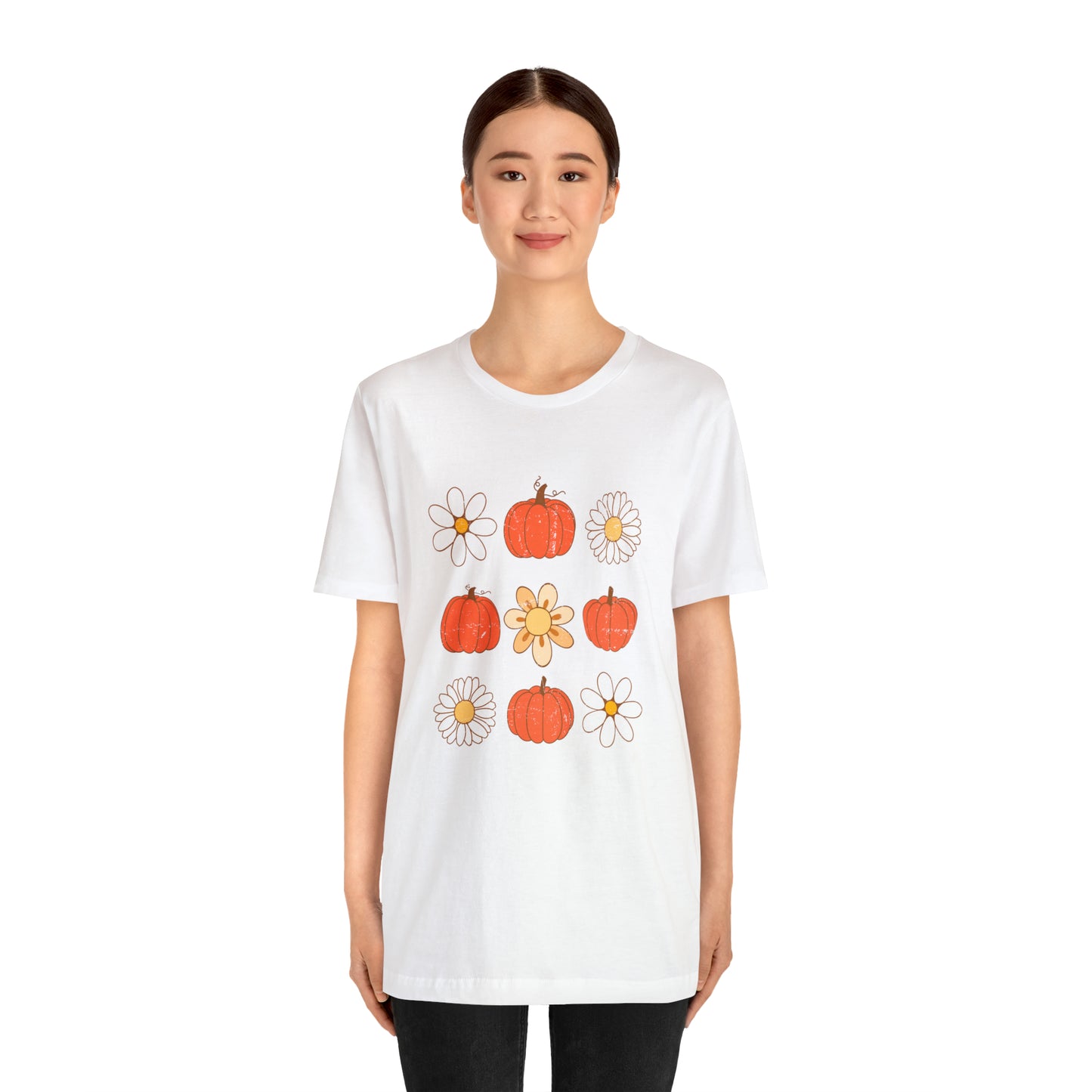 Pumpkins & Flowers Retro Unisex Jersey Short Sleeve Tee