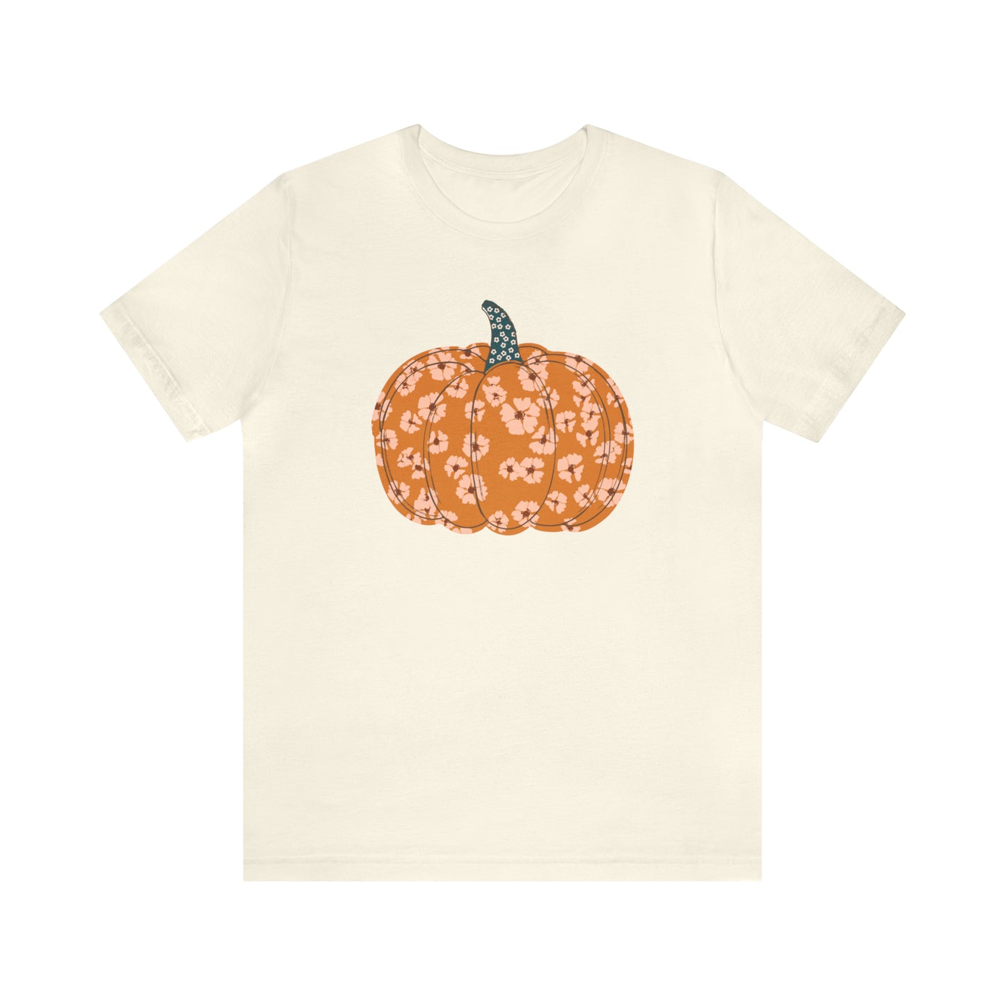 Pumpkin Retro Flower Unisex Jersey Short Sleeve Tee
