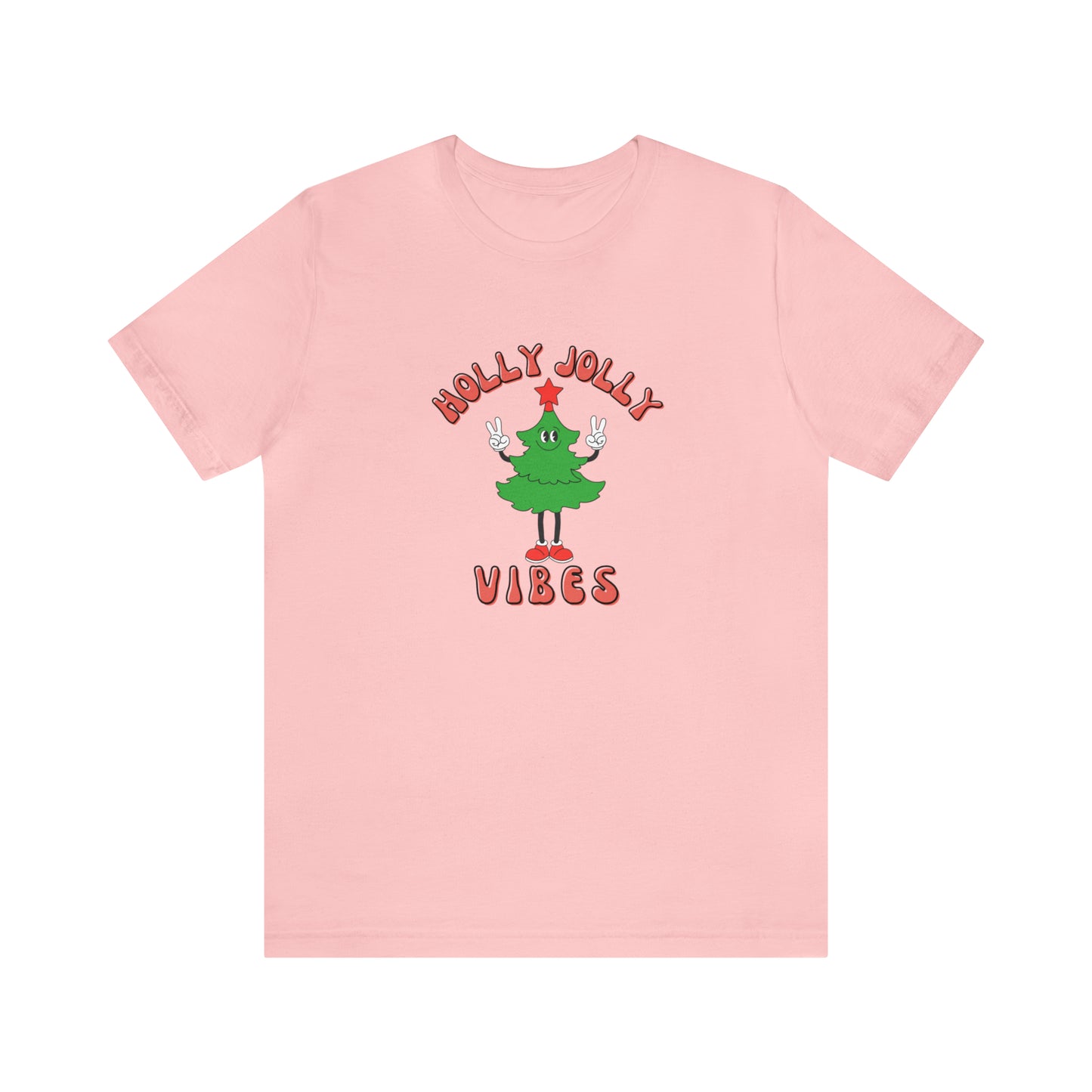 Holly Jolly Vibes Retro Tree Unisex Jersey Short Sleeve Tee