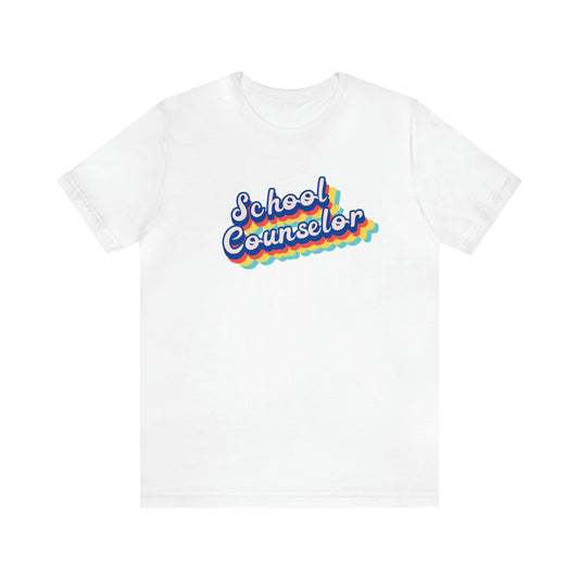 School Counselor Retro Cursive Unisex Jersey Short Sleeve Tee