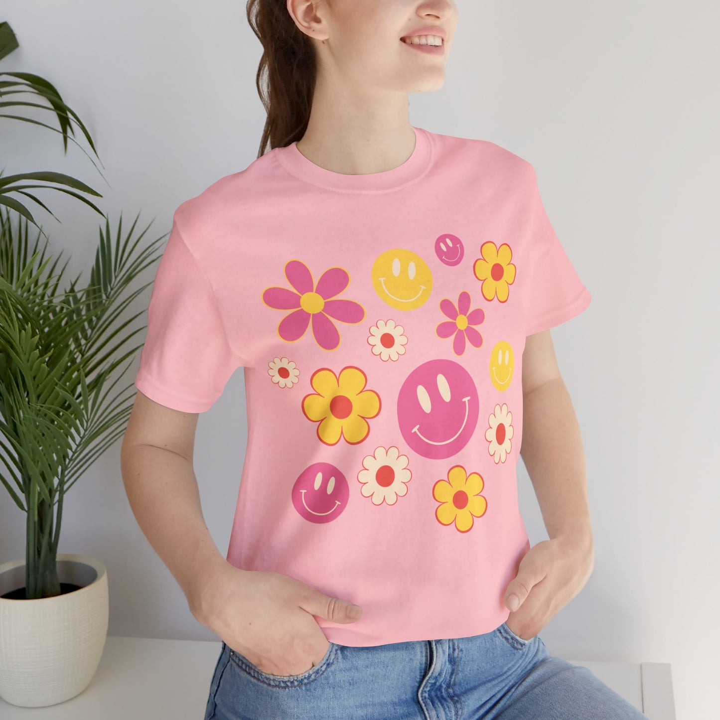 Spring Smiles & Flowers Unisex Jersey Short Sleeve Tee