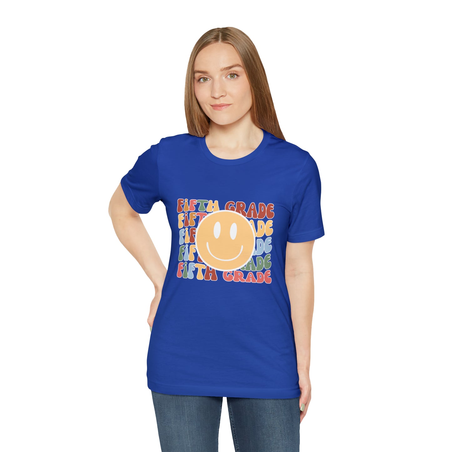 Fifth Grade Smiley Retro Print Unisex Jersey Short Sleeve Tee