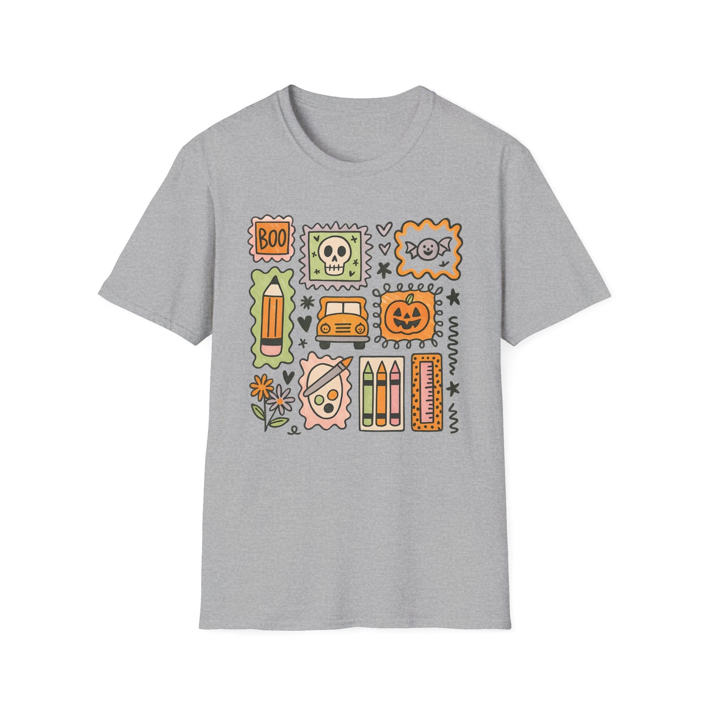Halloween Doodles and School Things Teacher Tee