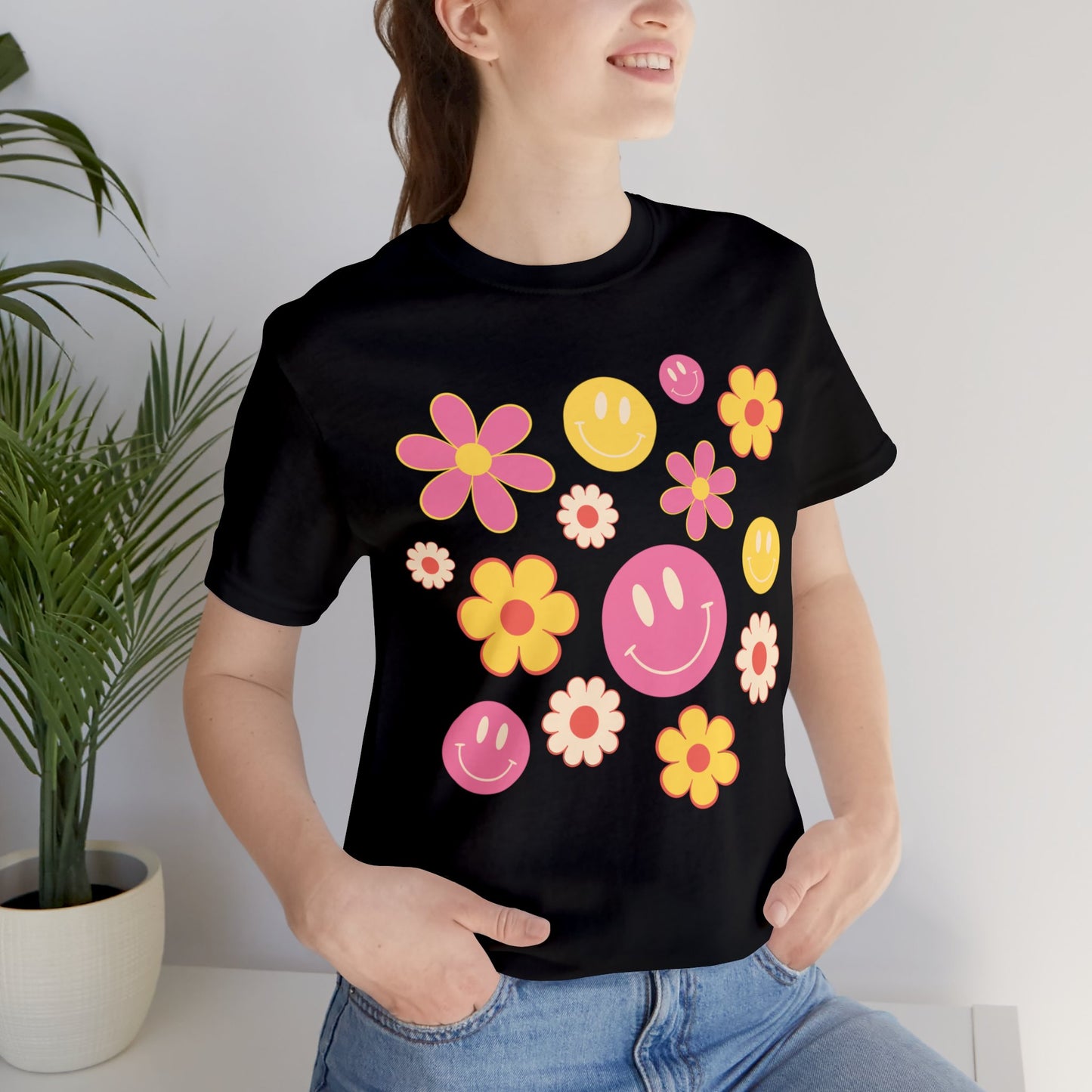 Spring Smiles & Flowers Unisex Jersey Short Sleeve Tee
