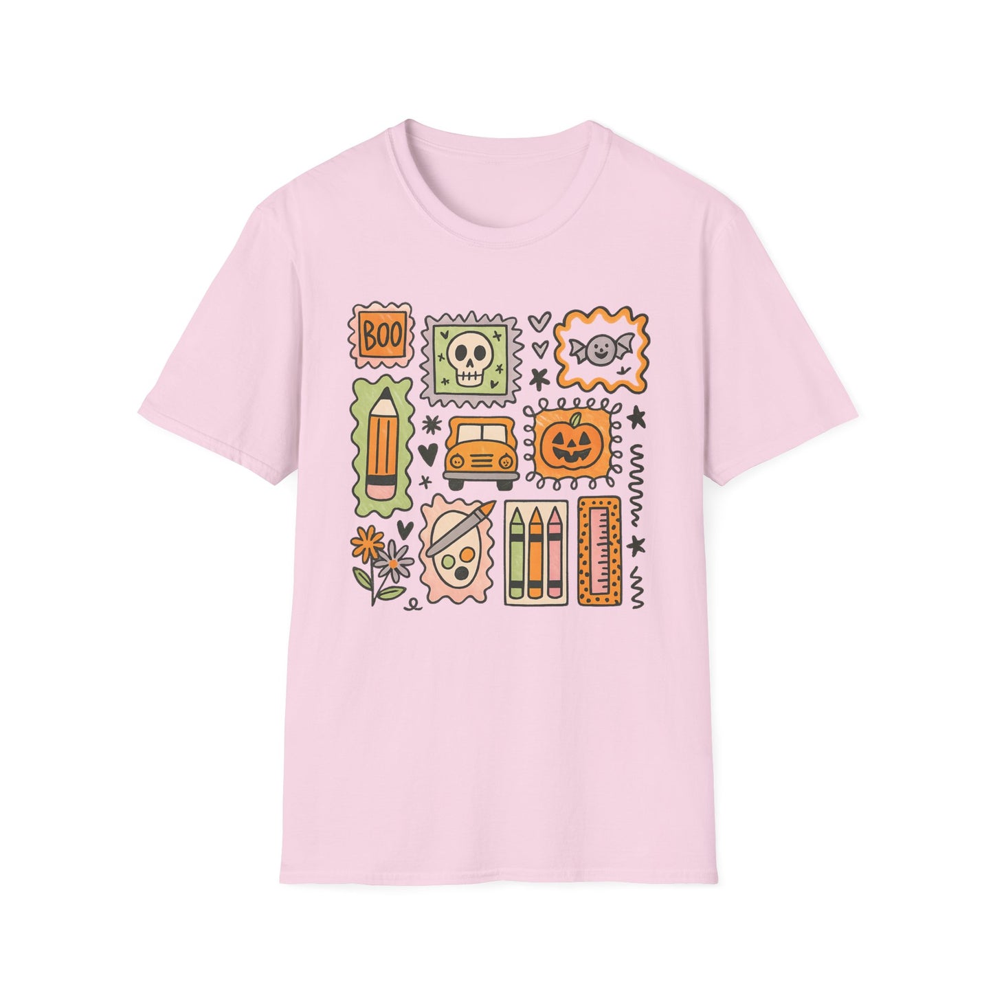 Halloween Doodles and School Things Teacher Tee