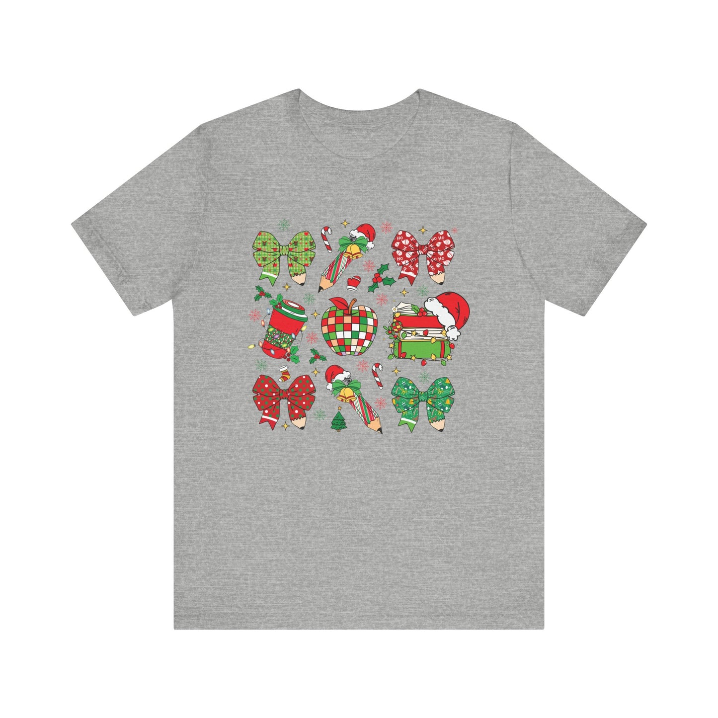 Festive Christmas Short Sleeve Tee - Holiday Cheer Design