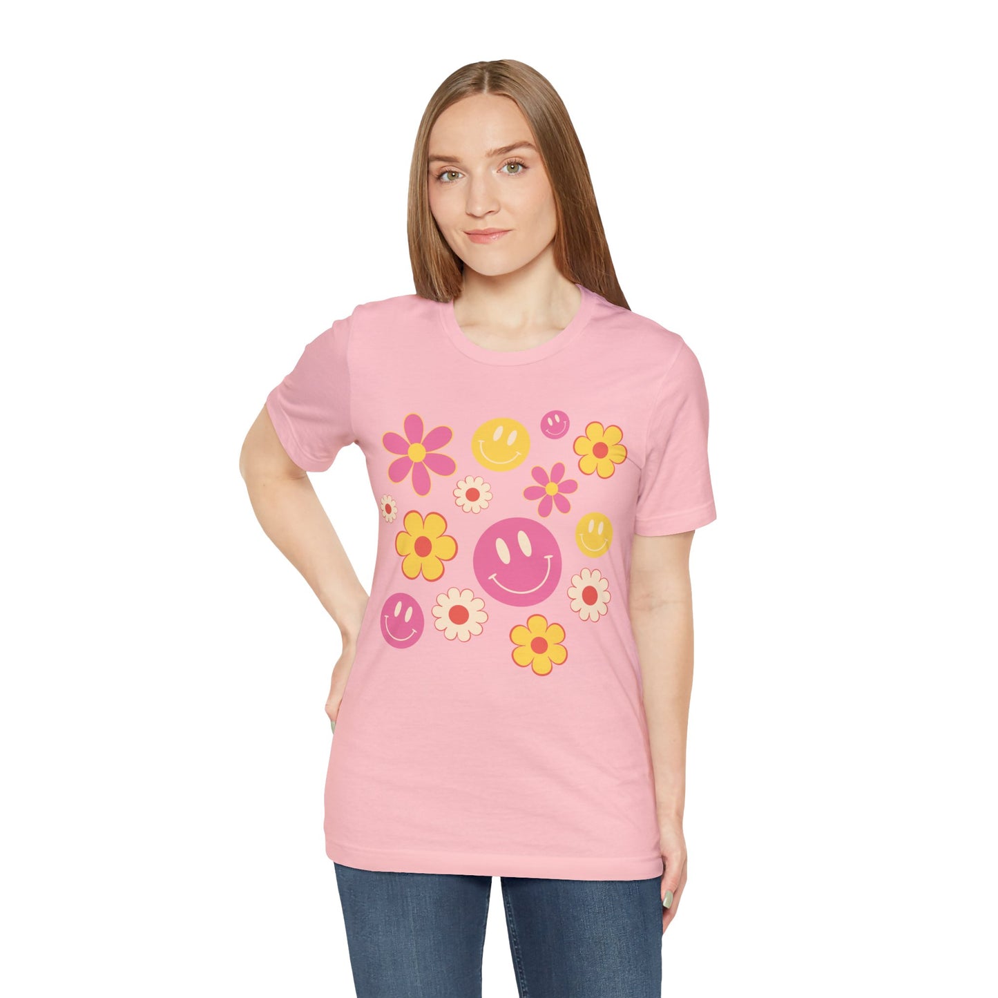 Spring Smiles & Flowers Unisex Jersey Short Sleeve Tee