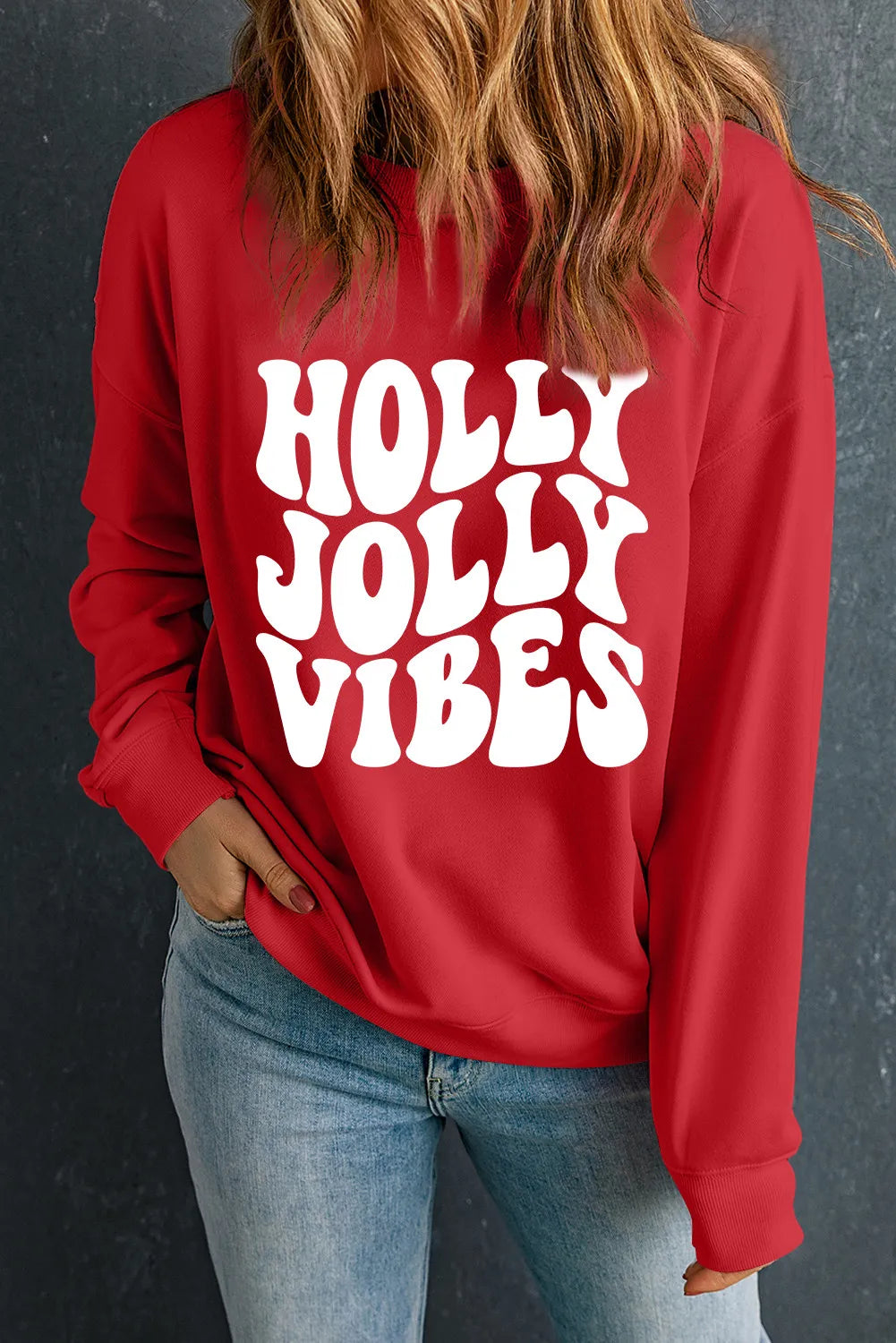 Holly Jolly Vibes Red Sweatshirt