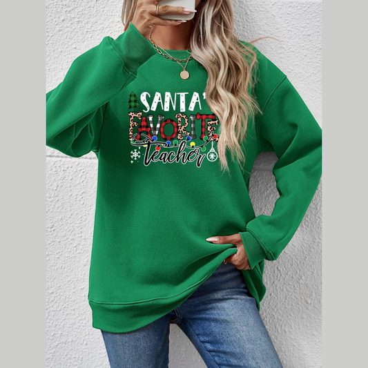 Santa's Fave Teacher Graphic Sweatshirt