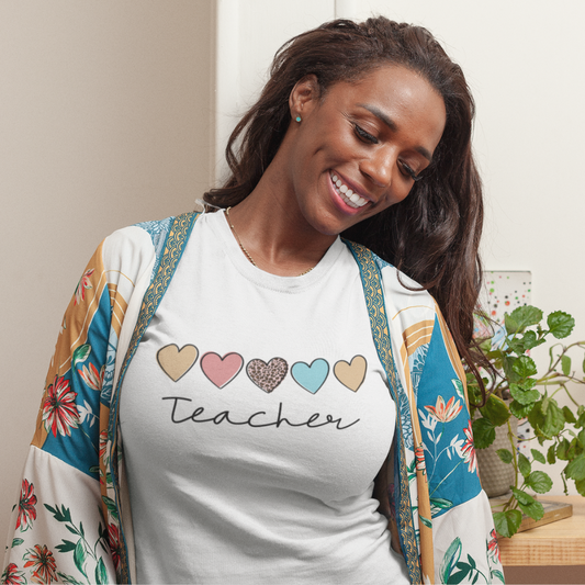 Teacher with Hearts Unisex Jersey Short Sleeve Tee