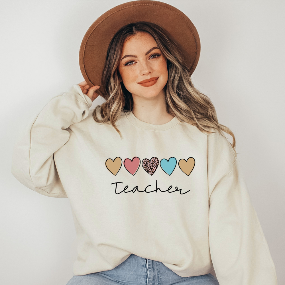 Teacher with Hearts Unisex Heavy Blend™ Crewneck Sweatshirt