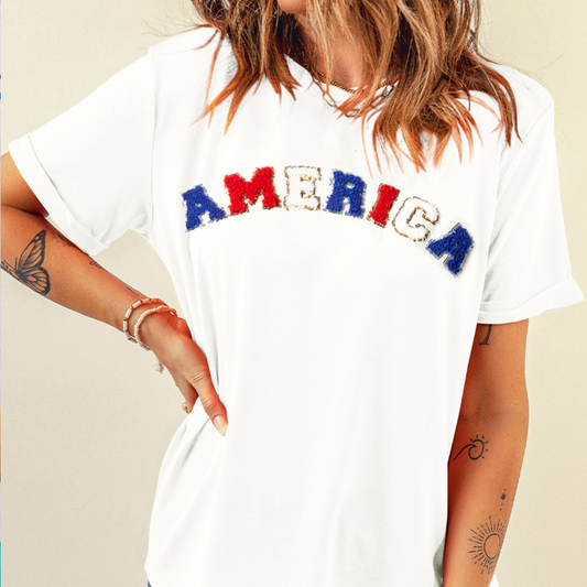 America Patch Letter Tee