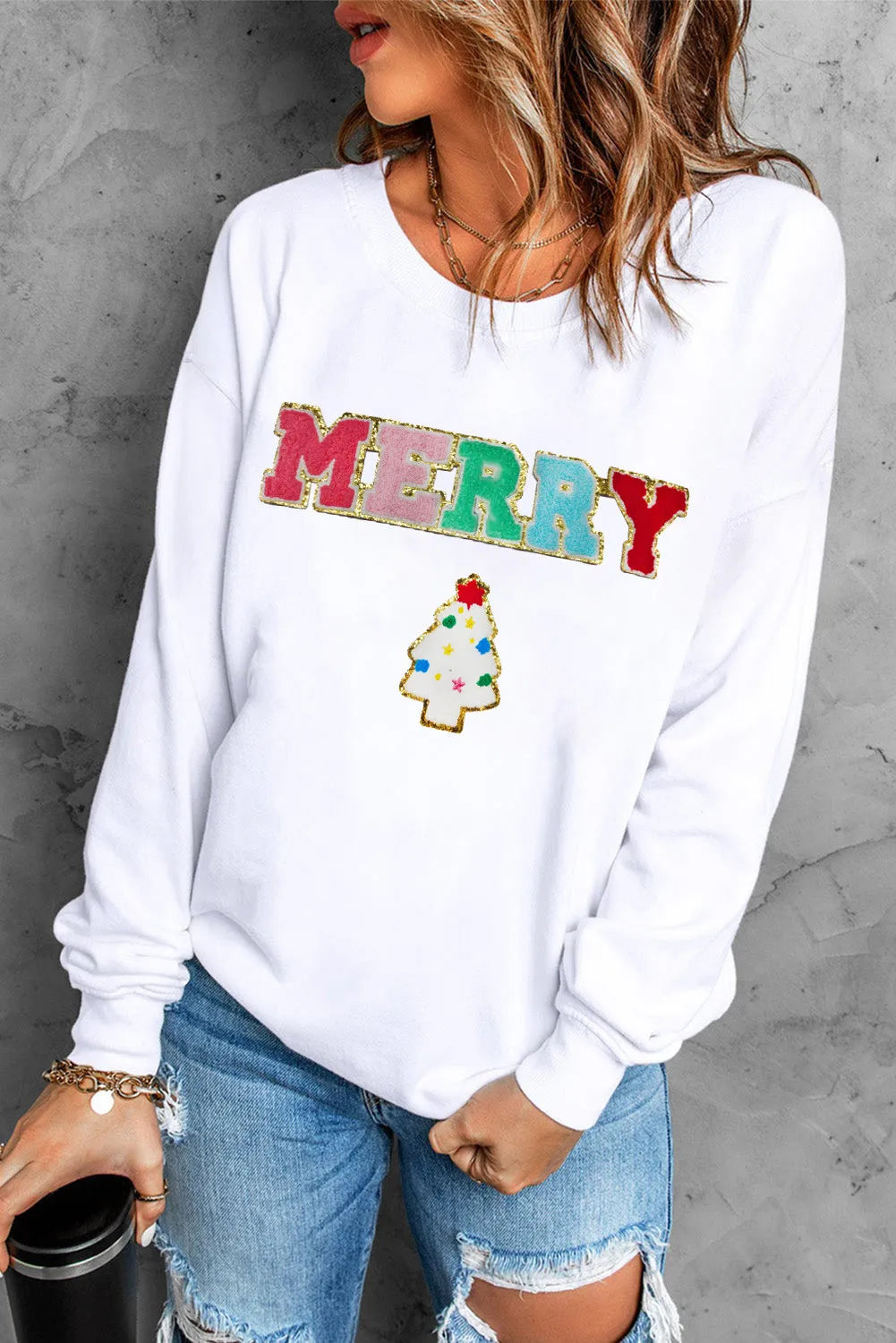Merry Tree Patchwork Sweatshirt