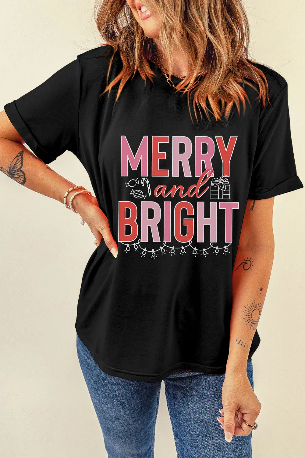 Pink Merry & Bright Graphic Tee