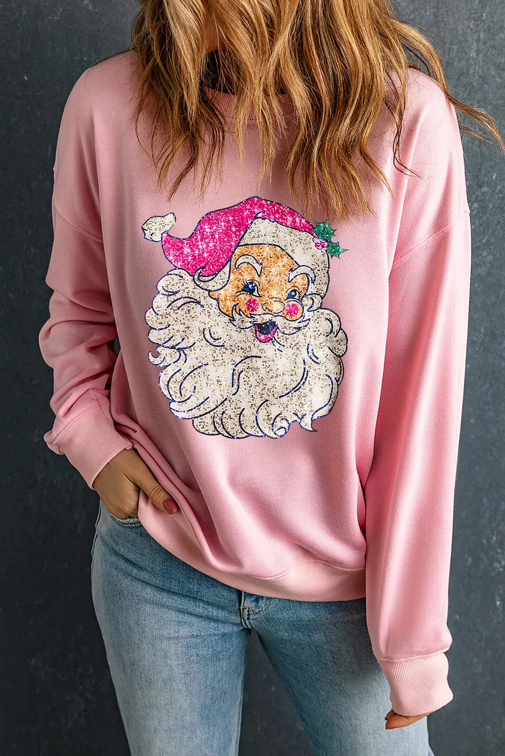 Pink Hat Santa Sweatshirt
