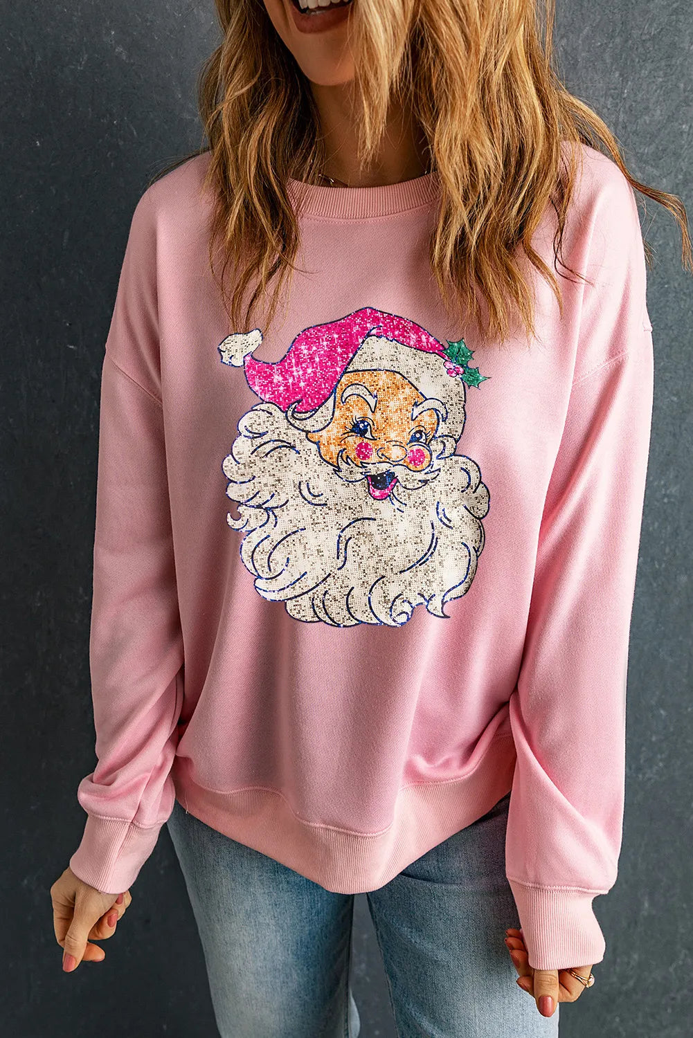 Pink Hat Santa Sweatshirt