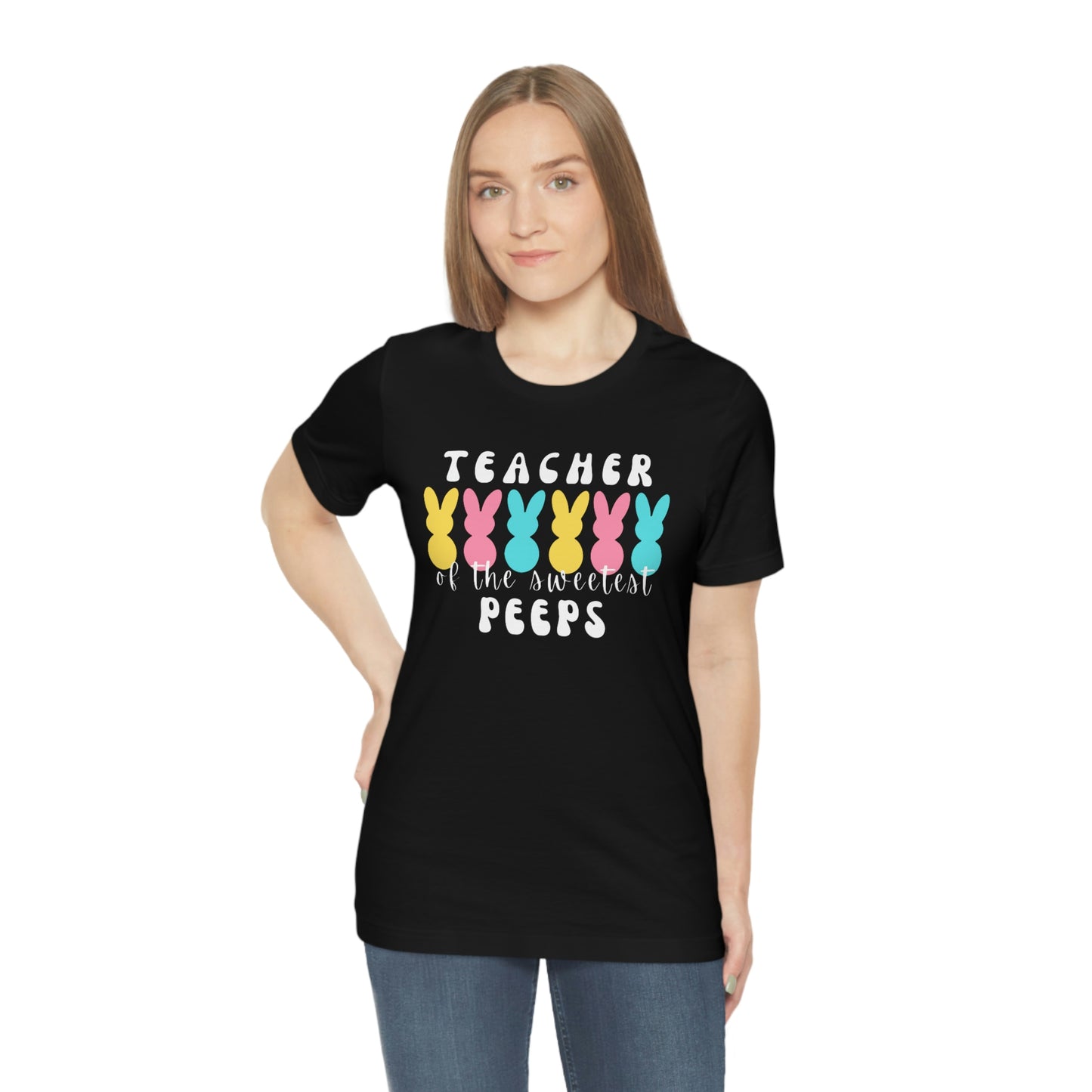 Teacher of the Sweetest Peeps White Lettering Tee