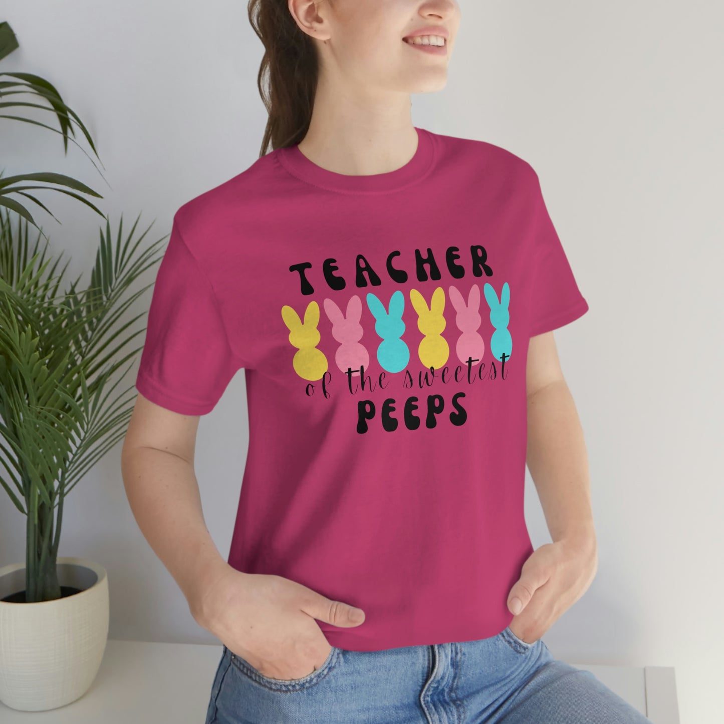Teacher of the Sweetest Peeps Black Lettering Tee