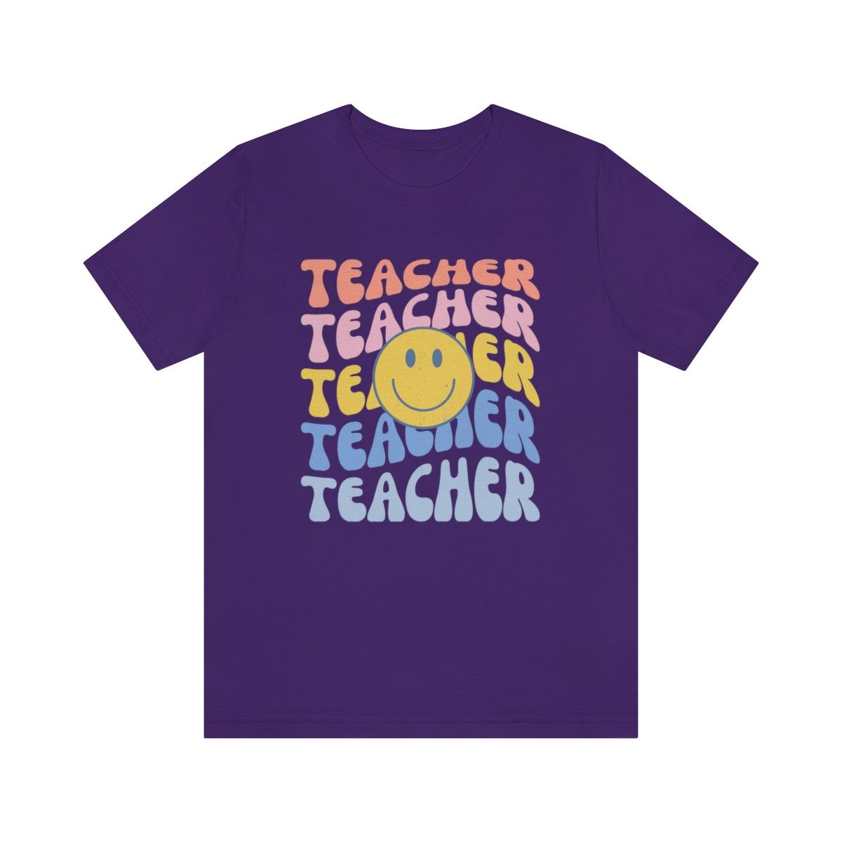 Happy Teacher Pastel Retro Print Unisex Jersey Short Sleeve Tee