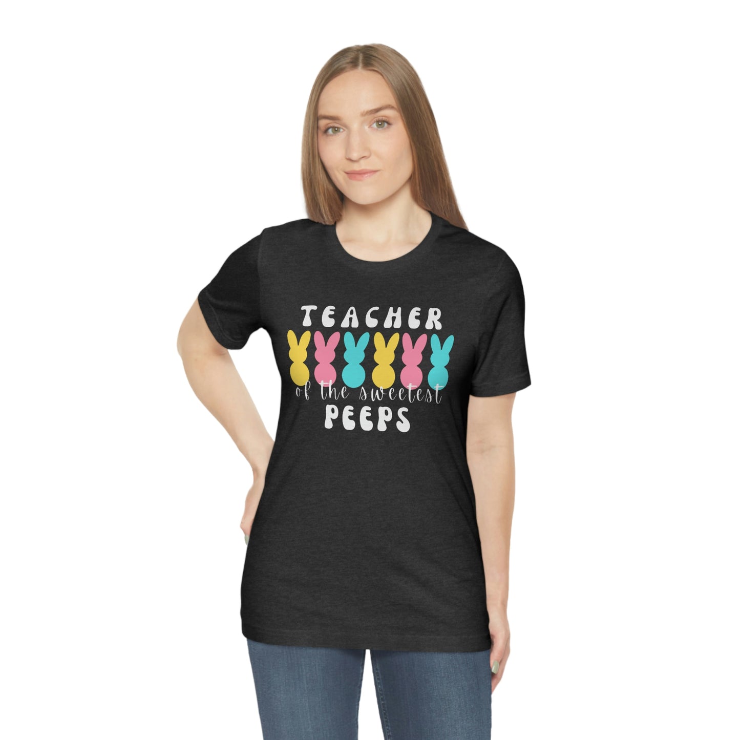 Teacher of the Sweetest Peeps White Lettering Tee